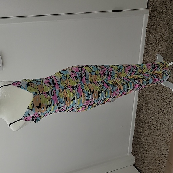 ARFM Ruched Mesh Midi Slipdress in Sky Floral Size Large NWT - Picture 7 of 15